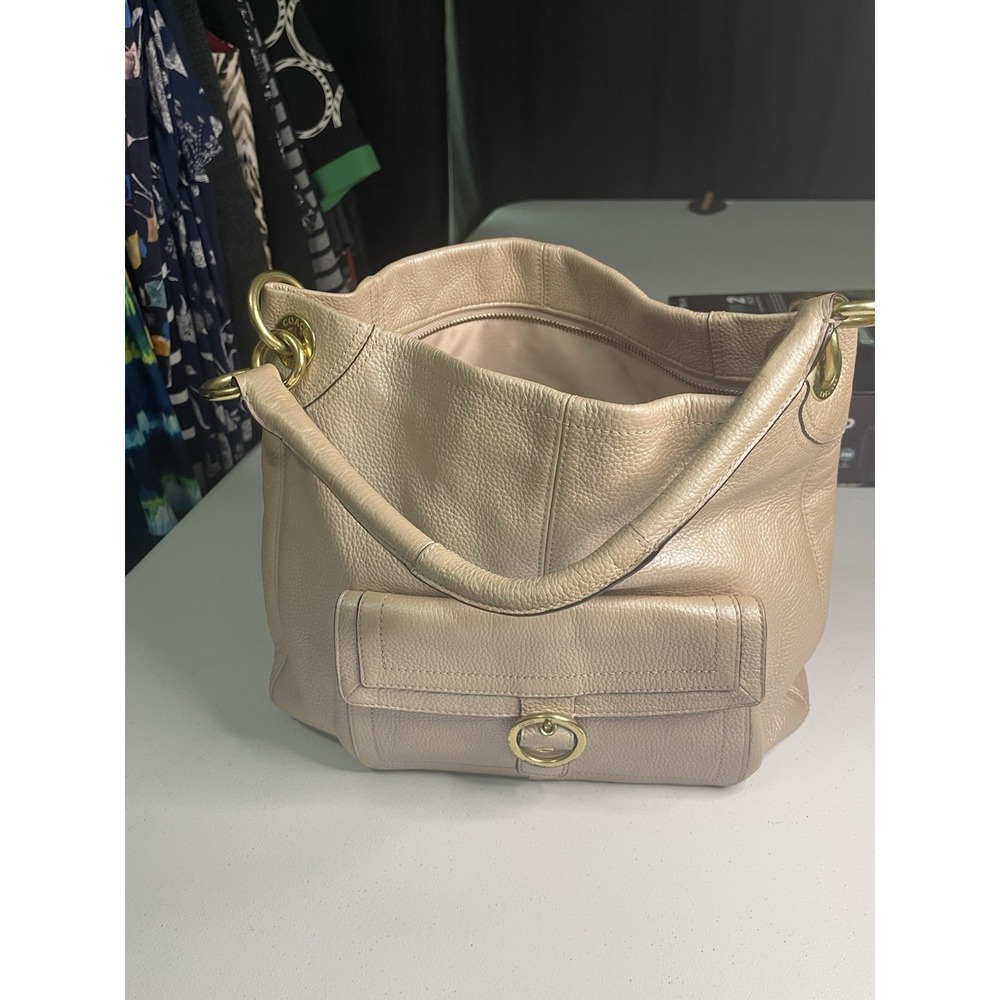 COACH 18889 PENELOPE Champagne Pearl Gold Pebbled Hobo Slouch 2011 FREE SHIPPING - Picture 14 of 16